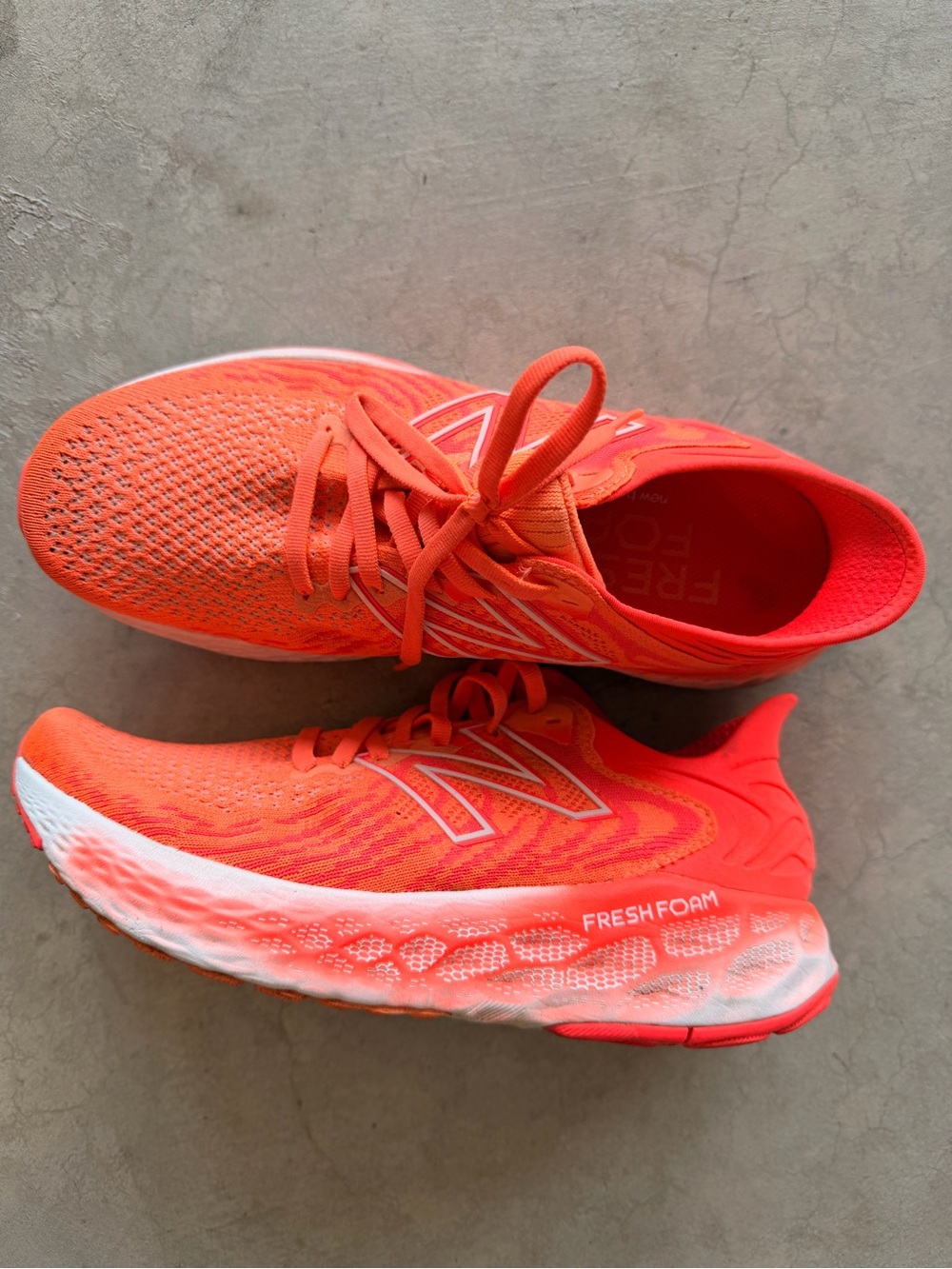 New Balance Neon Orange Knit Running Sneakers
